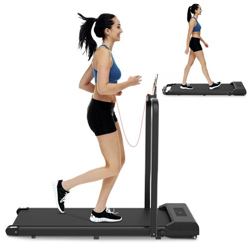 Tapis-de-course-BIGZZIA-Pliable-Motorise-10-Km-h-2-0HP-Ecran-LCD-Ultra-Fin-et-Silencieux-Noir